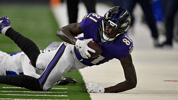 Aug 16, 2025; Arlington, Texas, USA; Baltimore Ravens wide receiver Devontez Walker (81) catches a pass for a first down against the Dallas Cowboys during the first quarter at AT&T Stadium. Mandatory Credit: Jerome Miron-Imagn Images Aug 16, 2025; Arlington, Texas, USA; Baltimore Ravens wide receiver Devontez Walker (81) catches a pass for a first down against the Dallas Cowboys during the first quarter at AT&T Stadium. Mandatory Credit: Jerome Miron-Imagn Images