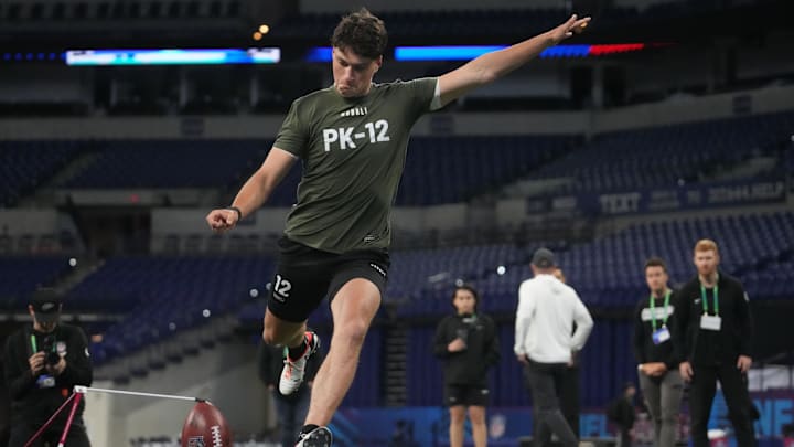 Mar 3, 2024; Indianapolis, IN, USA; NFL International Player Pathway place kicker Charlie Smyth