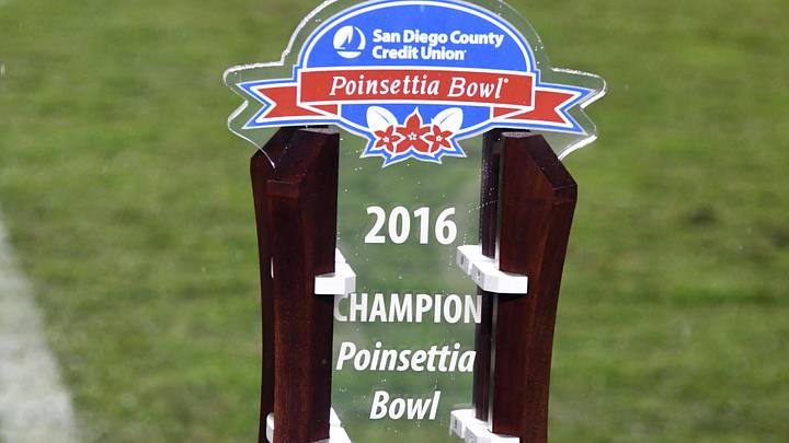 Poinsettia Bowl trophy. Poinsettia Bowl trophy.