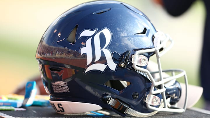 Sep 29, 2018; Winston-Salem, NC, USA; A Rice Owls helmet sits on the sidelines during the game against the Wake Forest Demon Deacons at BB&T Field.