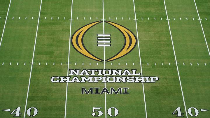 Jan 19, 2026; Miami Gardens, FL, USA; A general view of the center field logo before the CFP National Championship college football game between the Indiana Hoosiers and the Miami Hurricanes at Hard Rock Stadium. Mandatory Credit: James Lang-Imagn Images Jan 19, 2026; Miami Gardens, FL, USA; A general view of the center field logo before the CFP National Championship college football game between the Indiana Hoosiers and the Miami Hurricanes at Hard Rock Stadium. Mandatory Credit: James Lang-Imagn Images
