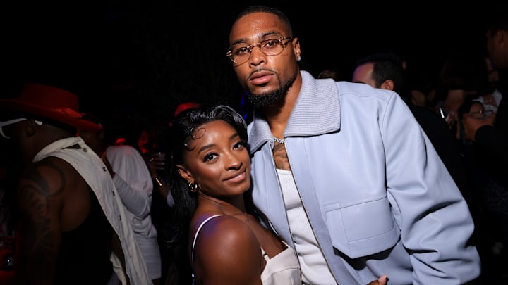 Simone Biles and Jonathan Owens attend the Richie Akiva's "The After" in New York City in May 2025.