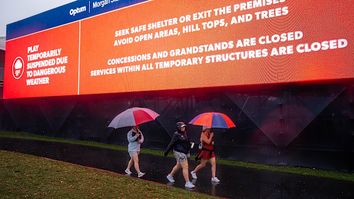 Bad weather halted play at The Players Championship