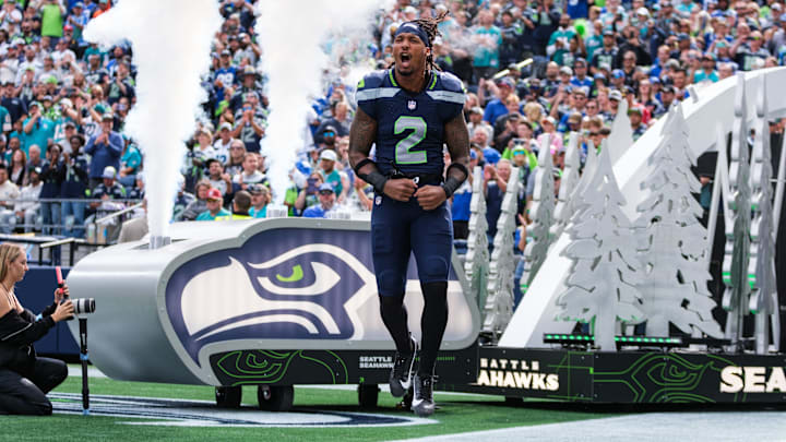 Sep 22, 2024; Seattle, Washington, USA; Seattle Seahawks safety Rayshawn Jenkins (2) enters Lumen Field before the match against the Miami Dolphins. Mandatory Credit: Kevin Ng-Imagn Images Sep 22, 2024; Seattle, Washington, USA; Seattle Seahawks safety Rayshawn Jenkins (2) enters Lumen Field before the match against the Miami Dolphins. Mandatory Credit: Kevin Ng-Imagn Images