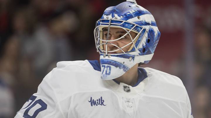 Sep 21st, 2025; Ottawa, Ontario, CAN; Toronto Maple Leafs goalie Artur Akhtyamov (70) skates in the first period against the Ottawa Senators at the Canadian Tire Centre. Mandatory Credit: Marc DesRosiers-IMAGN Images