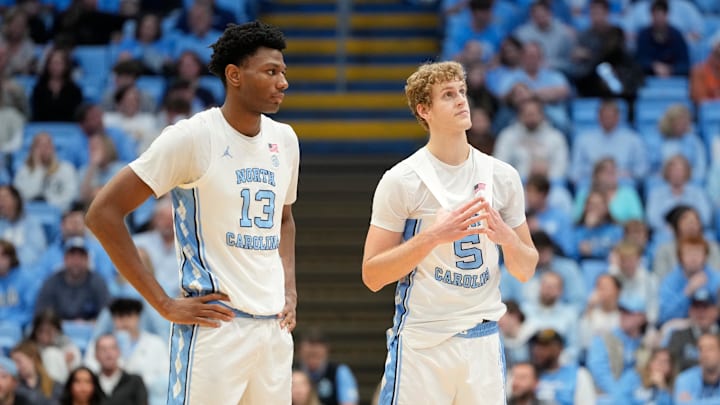 UNC basketball forwards Jalen Washington and Cade Tyson