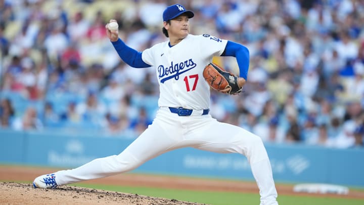 Aug 27, 2025; Los Angeles, California, USA; Los Angeles Dodgers starting pitcher Shohei Ohtani (17) delivers a pitch in the first inning against the Cincinnati Reds at Dodger Stadium. Mandatory Credit: Kirby Lee-Imagn Images Aug 27, 2025; Los Angeles, California, USA; Los Angeles Dodgers starting pitcher Shohei Ohtani (17) delivers a pitch in the first inning against the Cincinnati Reds at Dodger Stadium. Mandatory Credit: Kirby Lee-Imagn Images