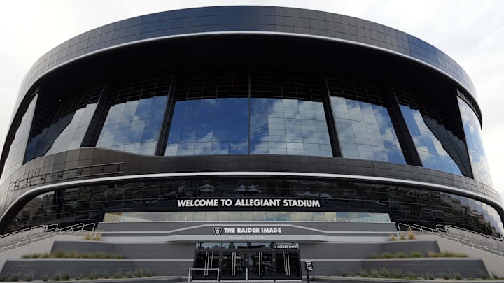 Jan 27, 2025; Las Vegas, NV, USA; A general overall view of Allegiant Stadium. Mandatory Credit: Kirby Lee-Imagn Images