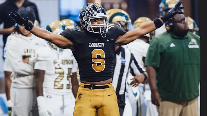 CJ Gamble during a high school game with Carrollton High School