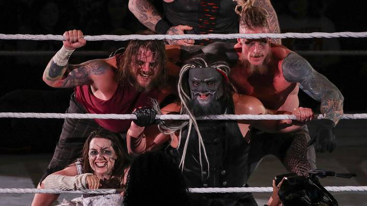 The Wyatt Sicks celebrate their win over MFT during the WWE Road to WrestleMania show, Saturday, Feb. 14, 2026, in United Supermarkets Arena at Lubbock. The Wyatt Sicks celebrate their win over MFT during the WWE Road to WrestleMania show, Saturday, Feb. 14, 2026, in United Supermarkets Arena at Lubbock.