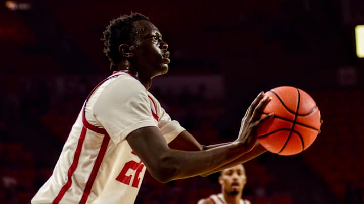 Oklahoma forward Kuol Atak prepares to shoot a 3-pointer against MVSU.