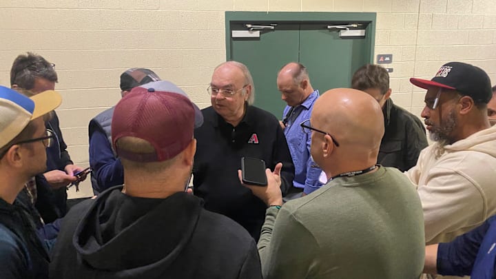 Arizona Diamondbacks Managing General Partner Ken Kendrick addresses the media after the Corbin Burnes  introductory press conference