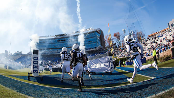 Nov 25, 2023; Durham, North Carolina, USA; Duke Blue Devils run out before the first half of the