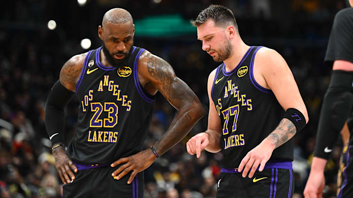 LeBron James and Luka Doncic. LeBron James and Luka Doncic.