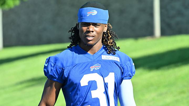 Buffalo Bills cornerback Maxwell Hairston enters the field during training camp at St. John Fisher University. Buffalo Bills cornerback Maxwell Hairston enters the field during training camp at St. John Fisher University.