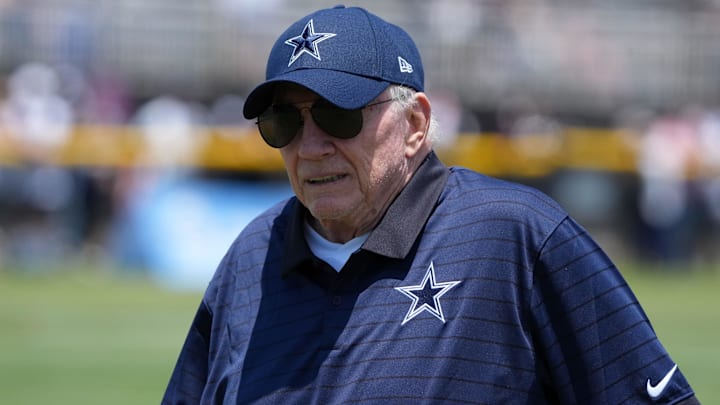 Dallas Cowboys owner Jerry Jones during training camp at the River Ridge Fields. Dallas Cowboys owner Jerry Jones during training camp at the River Ridge Fields.