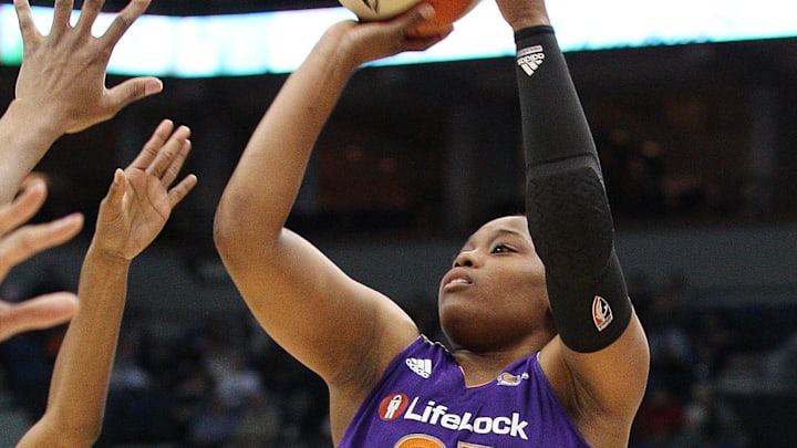 May 20, 2012; Minneapolis, MN, USA: Phoenix Mercury guard Alexis Gray-Lawson (21) goes up for a shot in the first half against the Minnesota Lynx at Target Center. Mandatory Credit: Jesse Johnson-Imagn Images