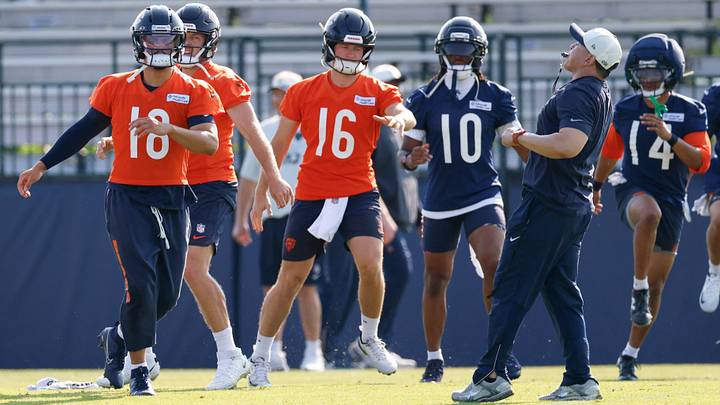 Jul 29, 2026; Lake Forest, IL, USA; Chicago Bears quarterback Caleb Williams (18) warms up during Training Camp at Halas Hall. Mandatory Credit: Kamil Krzaczynski-Imagn Images Jul 29, 2026; Lake Forest, IL, USA; Chicago Bears quarterback Caleb Williams (18) warms up during Training Camp at Halas Hall. Mandatory Credit: Kamil Krzaczynski-Imagn Images