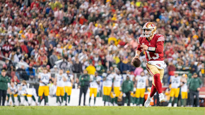 The San Francisco 49ers will line up without quarterback Brock Purdy and defensive end Nick Bosa for Sunday at the Packers.