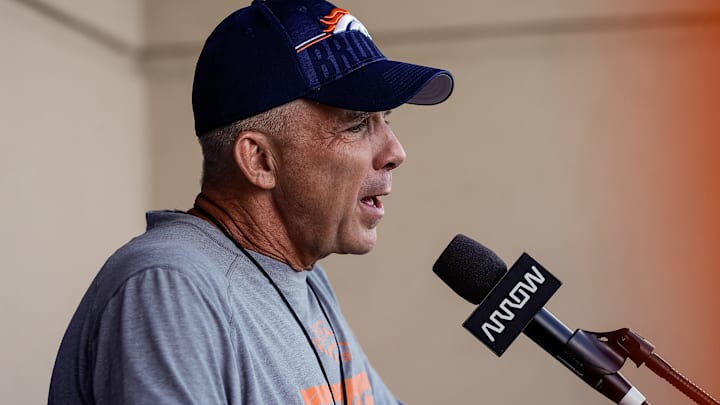 Denver Broncos head coach Sean Payton during Denver Broncos Training Camp. Denver Broncos head coach Sean Payton during Denver Broncos Training Camp.