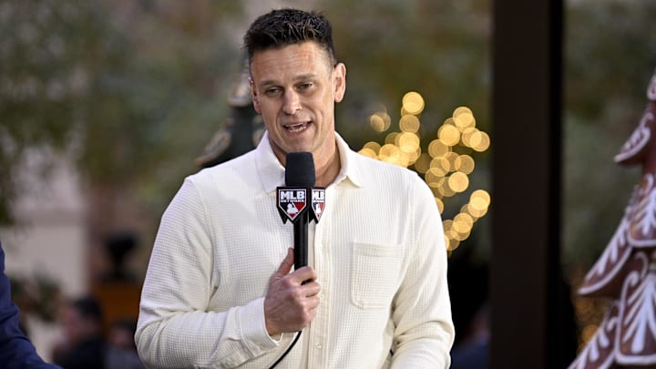 Seattle Mariners president of baseball operations Jerry Dipoto speaks with MLB Network at winter meetings on Dec. 9, 2024 in Dallas. Seattle Mariners president of baseball operations Jerry Dipoto speaks with MLB Network at winter meetings on Dec. 9, 2024 in Dallas.