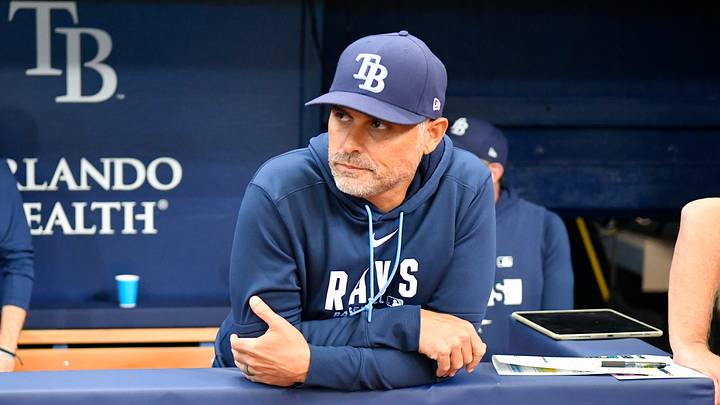 Jul 10, 2026; St. Petersburg, Florida, USA; Tampa Bay Rays manager Kevin Cash (16) looks at the scoreboard during the third inning against Seattle Mariners at Tropicana Field. Mandatory Credit: Pablo Robles-Imagn Images Jul 10, 2026; St. Petersburg, Florida, USA; Tampa Bay Rays manager Kevin Cash (16) looks at the scoreboard during the third inning against Seattle Mariners at Tropicana Field. Mandatory Credit: Pablo Robles-Imagn Images