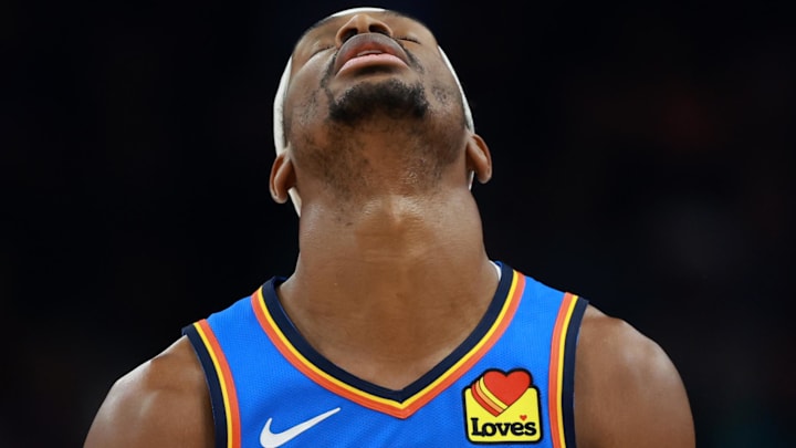 Jan 4, 2026; Phoenix, Arizona, USA; Oklahoma City Thunder guard Shai Gilgeous-Alexander (2) reacts against the Phoenix Suns in the first half at Mortgage Matchup Center. Mandatory Credit: Mark J. Rebilas-Imagn Images Jan 4, 2026; Phoenix, Arizona, USA; Oklahoma City Thunder guard Shai Gilgeous-Alexander (2) reacts against the Phoenix Suns in the first half at Mortgage Matchup Center. Mandatory Credit: Mark J. Rebilas-Imagn Images
