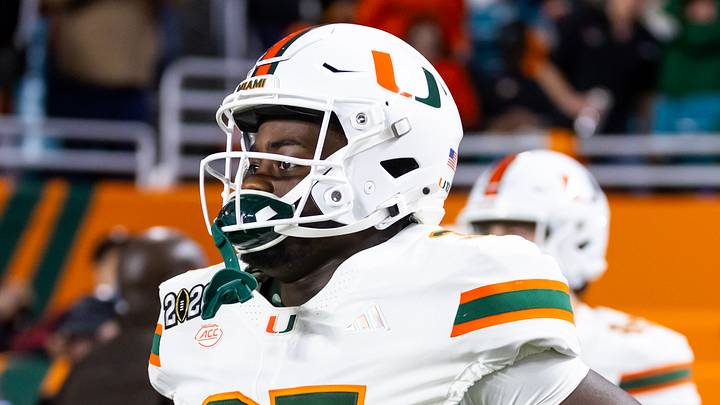 Jan 19, 2026; Miami Gardens, FL, USA; Miami Hurricanes defensive lineman Herbert Scroggins III (35) against the Indiana Hoosiers during the College Football Playoff National Championship game at Hard Rock Stadium. Mandatory Credit: Mark J. Rebilas-Imagn Images