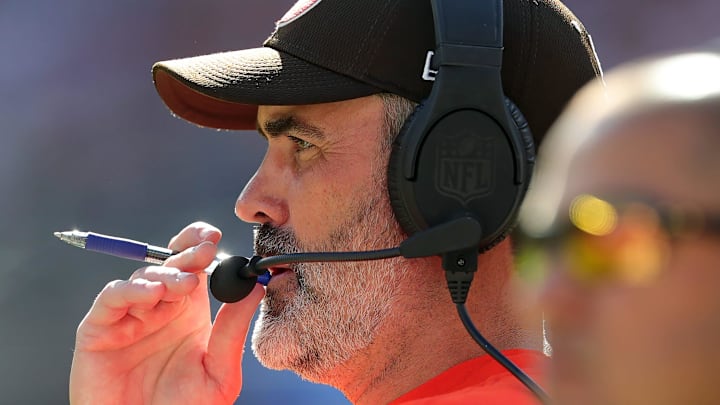 Cleveland Browns head coach Kevin Stefanski watches his team during the second half of an NFL football game at Huntington Bank Field, Sunday, Oct. 20, 2024, in Cleveland, Ohio. Cleveland Browns head coach Kevin Stefanski watches his team during the second half of an NFL football game at Huntington Bank Field, Sunday, Oct. 20, 2024, in Cleveland, Ohio.