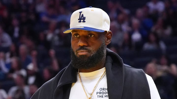 Oct 5, 2025; San Francisco, California, USA;  Los Angeles Lakers forward LeBron James (23) walks to the locker room at halftime against the Golden State Warriors at Chase Center. Mandatory Credit: David Gonzales-Imagn Images
