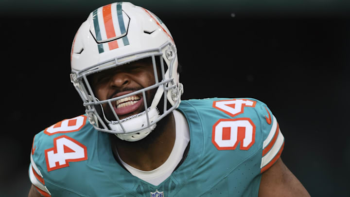 Dec 24, 2023; Miami Gardens, Florida, USA; Miami Dolphins defensive tackle Christian Wilkins (94) runs on the field prior to the game Dallas Cowboys at Hard Rock Stadium. Mandatory Credit: Sam Navarro-USA TODAY Sports Dec 24, 2023; Miami Gardens, Florida, USA; Miami Dolphins defensive tackle Christian Wilkins (94) runs on the field prior to the game Dallas Cowboys at Hard Rock Stadium. Mandatory Credit: Sam Navarro-USA TODAY Sports