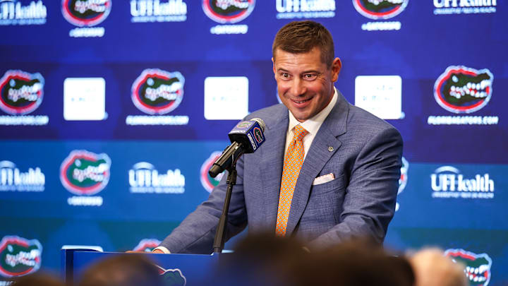 Florida Football Hosts Press Conference Introducing New Head Coach Jon Sumrall Florida Football Hosts Press Conference Introducing New Head Coach Jon Sumrall