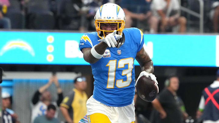 Los Angeles Chargers wide receiver Keenan Allen celebrates after scoring on a 1-yard touchdown reception.