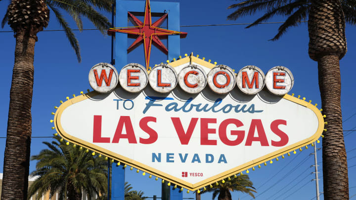 Nov 26, 2023; Paradise, Nevada, USA; The Welcome to Fabulous Las Vegas sign on the Las Vegas strip. Mandatory Credit: Kirby Lee-USA TODAY Sports Nov 26, 2023; Paradise, Nevada, USA; The Welcome to Fabulous Las Vegas sign on the Las Vegas strip. Mandatory Credit: Kirby Lee-USA TODAY Sports