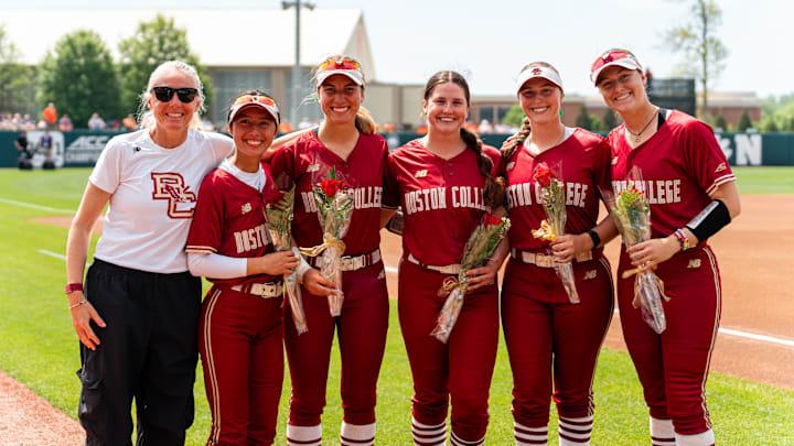 Boston College Softball celebrated its seniors before a 5-2 win over Clemson. 