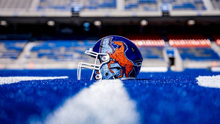 Boise State anniversary helmet. Boise State anniversary helmet.