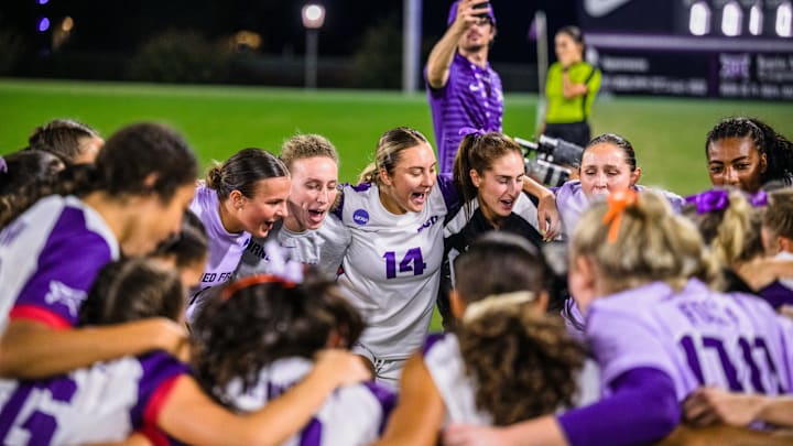No. 2 seed TCU Soccer celebrates its 7-0 victory over Grambling State in the First Round of the NCAA Tournament in Fort Worth, TX. No. 2 seed TCU Soccer celebrates its 7-0 victory over Grambling State in the First Round of the NCAA Tournament in Fort Worth, TX.