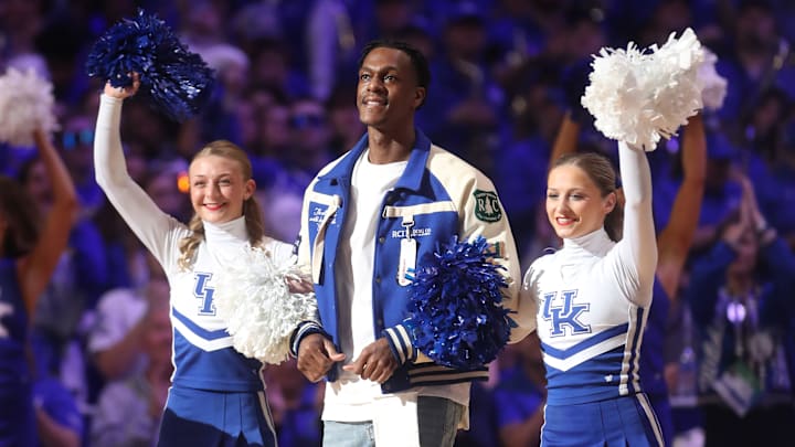 Former Kentucky player Rajon Rondo was the Y against Kansas.
Jan. 28, 2023 Former Kentucky player Rajon Rondo was the Y against Kansas.
Jan. 28, 2023
