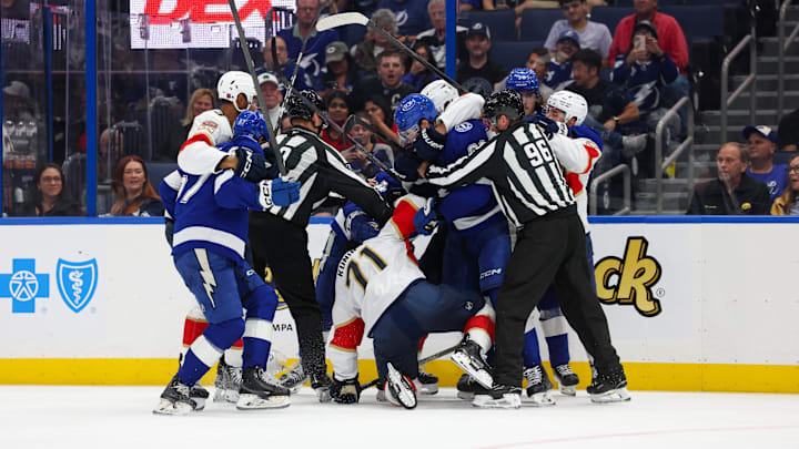 The Panthers and Lightning saw 16 players ejected in their hectic preseason game over the weekend.