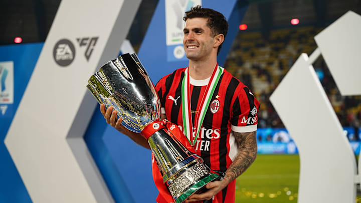 Christian Pulisic sparked a late comeback for AC Milan in the Italian Super Cup final. Christian Pulisic sparked a late comeback for AC Milan in the Italian Super Cup final.