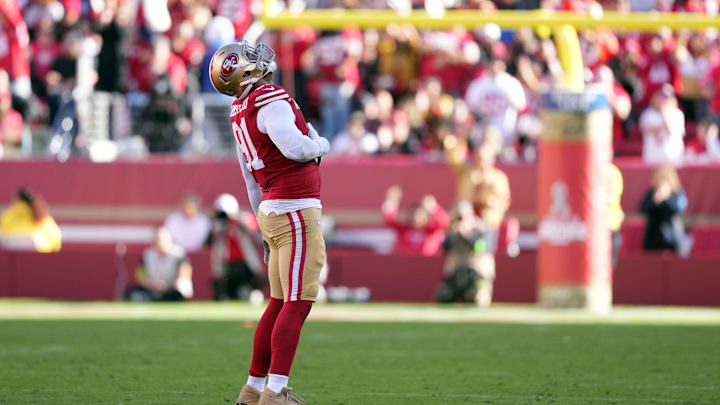 Nov 19, 2023; Santa Clara, California, USA; San Francisco 49ers defensive end Arik Armstead (91)