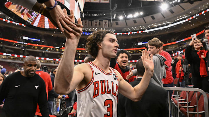 Oct 22, 2025; Chicago, Illinois, USA; Chicago Bulls guard Josh Giddey (3) greets fans after the game against the Detroit Pistons at United Center. Mandatory Credit: Matt Marton-Imagn Images Oct 22, 2025; Chicago, Illinois, USA; Chicago Bulls guard Josh Giddey (3) greets fans after the game against the Detroit Pistons at United Center. Mandatory Credit: Matt Marton-Imagn Images