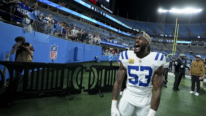 Nov 5, 2023, Charlotte, North Carolina, USA; Indianapolis Colts linebacker Shaquille Leonard (53)