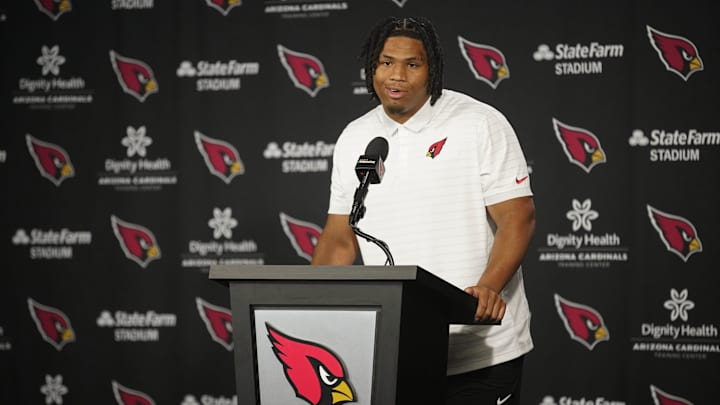 Cardinals defensive lineman Walter Nolen speaks during the introductory news conference inside the Arizona Cardinals training facility on April 25, 2025, in Tempe.