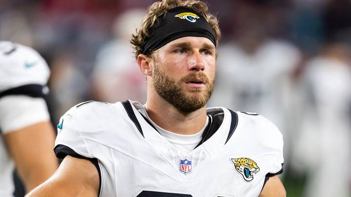 Nov 23, 2025; Glendale, Arizona, USA; Jacksonville Jaguars wide receiver Austin Trammell (81) against the Arizona Cardinals at State Farm Stadium. Mandatory Credit: Mark J. Rebilas-Imagn Images