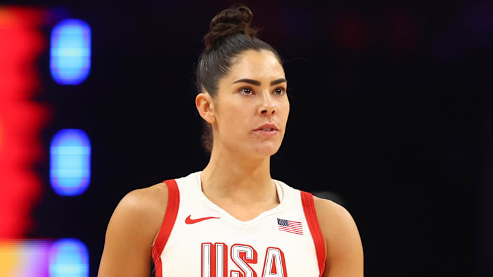 Jul 20, 2024; Phoenix, AZ, USA; USA Women's National Team guard Kelsey Plum (5) during the WNBA All Star game at Footprint Center. Mandatory Credit: Mark J. Rebilas-Imagn Images Jul 20, 2024; Phoenix, AZ, USA; USA Women's National Team guard Kelsey Plum (5) during the WNBA All Star game at Footprint Center. Mandatory Credit: Mark J. Rebilas-Imagn Images
