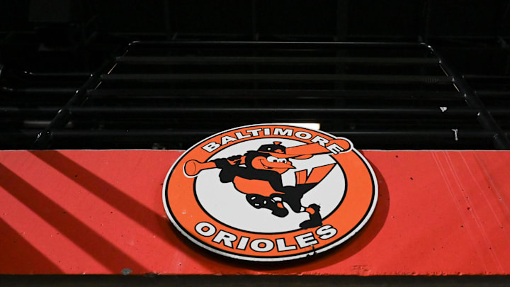 Sep 30, 2023; Baltimore, Maryland, USA; A detailed view of a Baltimore Orioles logo in the stands during the game against the Boston Red Sox at Oriole Park at Camden Yards. Mandatory Credit: Tommy Gilligan-Imagn Images Sep 30, 2023; Baltimore, Maryland, USA; A detailed view of a Baltimore Orioles logo in the stands during the game against the Boston Red Sox at Oriole Park at Camden Yards. Mandatory Credit: Tommy Gilligan-Imagn Images