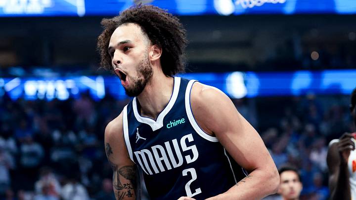 Apr 2, 2025; Dallas, Texas, USA; Dallas Mavericks center Dereck Lively II (2) reacts during the first quarter against the Atlanta Hawks at American Airlines Center. Mandatory Credit: Kevin Jairaj-Imagn Images Apr 2, 2025; Dallas, Texas, USA; Dallas Mavericks center Dereck Lively II (2) reacts during the first quarter against the Atlanta Hawks at American Airlines Center. Mandatory Credit: Kevin Jairaj-Imagn Images