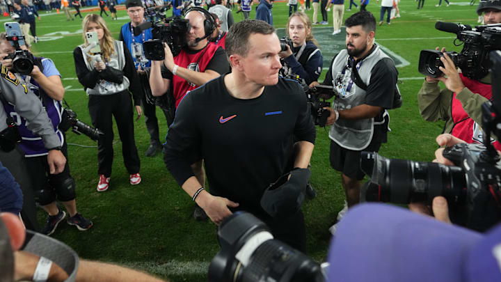 Boise State head coach Spencer Danielson after last year's College Football Playoff loss to Penn State. 