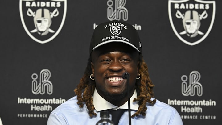 Apr 25, 2025; Henderson, NV, USA; Las Vegas Raiders first round draft pick in the 2025 NFL Draft Ashton Jeanty, speaks to the media at Intermountain Health Performance Center. Mandatory Credit: Candice Ward-Imagn Images Apr 25, 2025; Henderson, NV, USA; Las Vegas Raiders first round draft pick in the 2025 NFL Draft Ashton Jeanty, speaks to the media at Intermountain Health Performance Center. Mandatory Credit: Candice Ward-Imagn Images